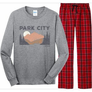 Park City Utah Faded Mountain Forest Hiking Long Sleeve Pajama Set