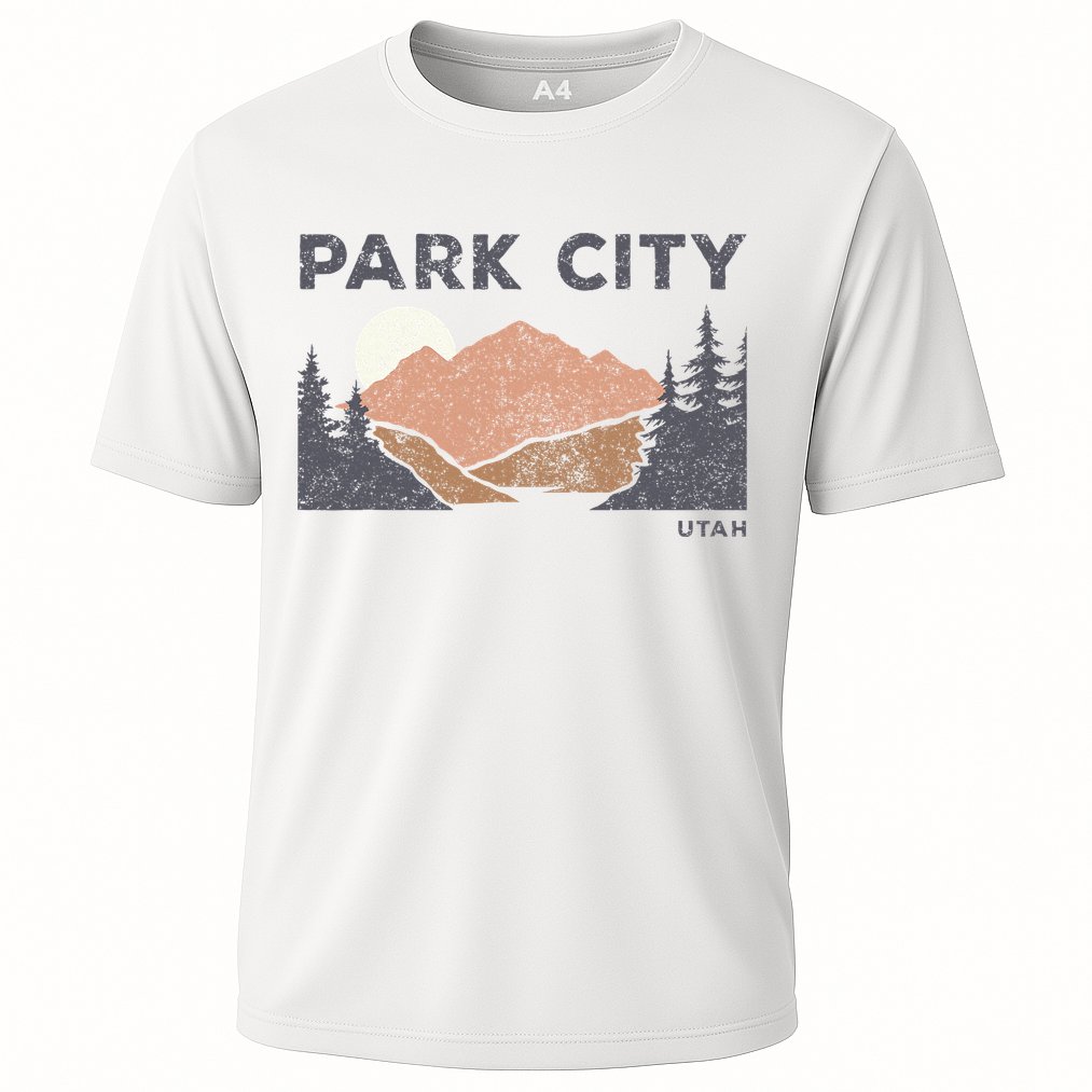 Park City Utah Faded Mountain Forest Hiking Cooling Performance Crew T-Shirt