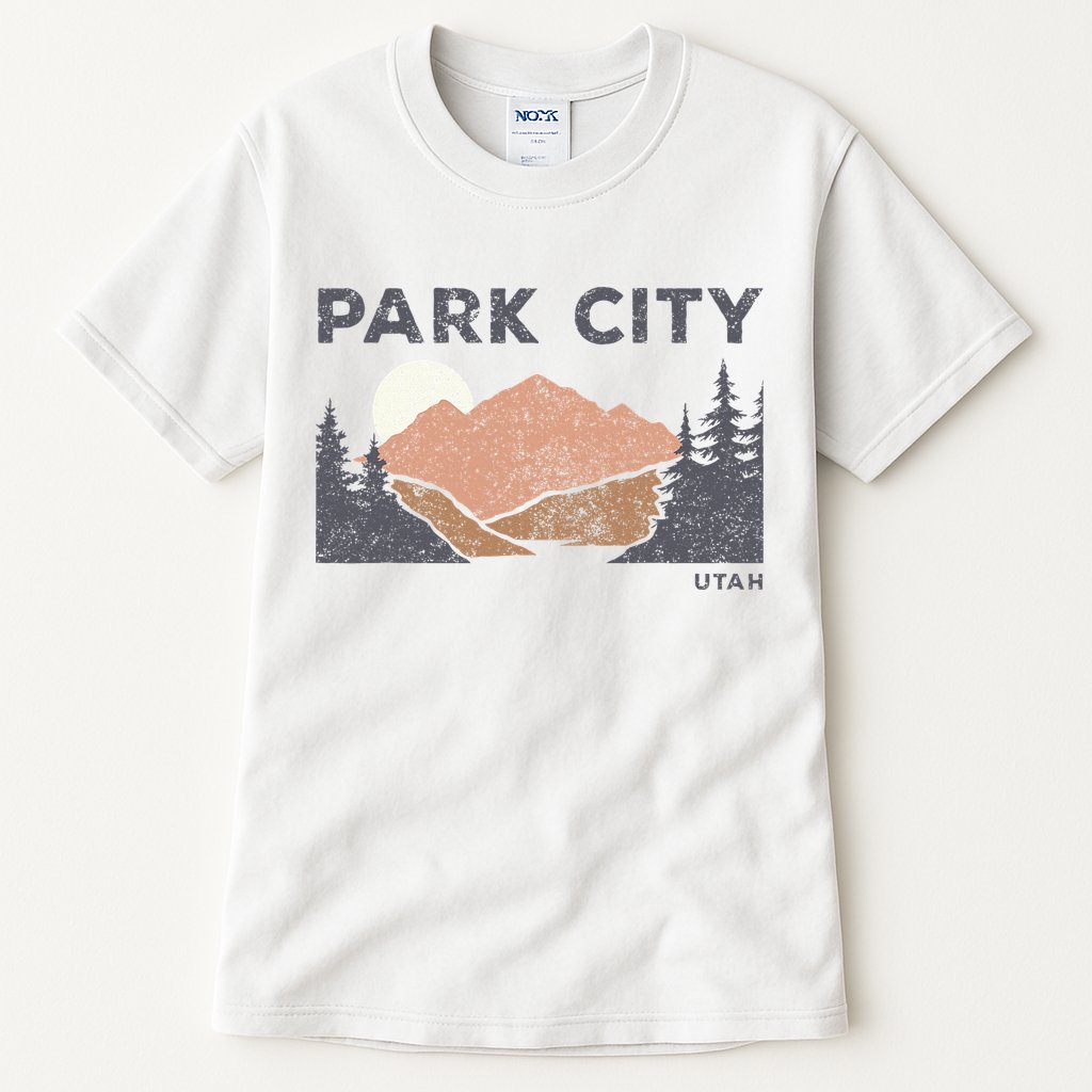 Park City Utah Faded Mountain Forest Hiking Tall T-Shirt