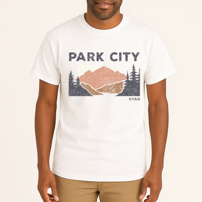 Park City Utah Faded Mountain Forest Hiking Tall T-Shirt