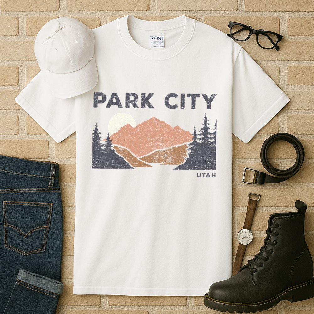 Park City Utah Faded Mountain Forest Hiking Tall T-Shirt