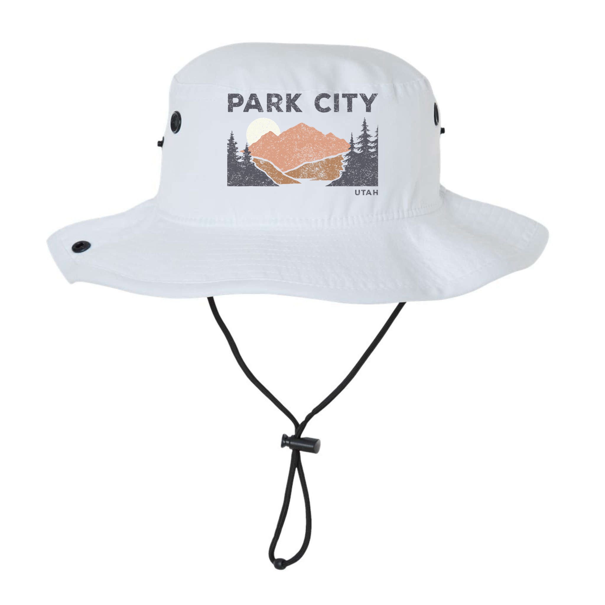 Park City Utah Faded Mountain Forest Hiking Bucket Hat