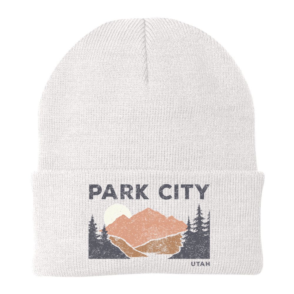 Park City Utah Faded Mountain Forest Hiking Beanie