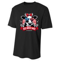 Patriotic Cow Usa Flag 4th Of July Red And White And Moo Performance Sprint T-Shirt