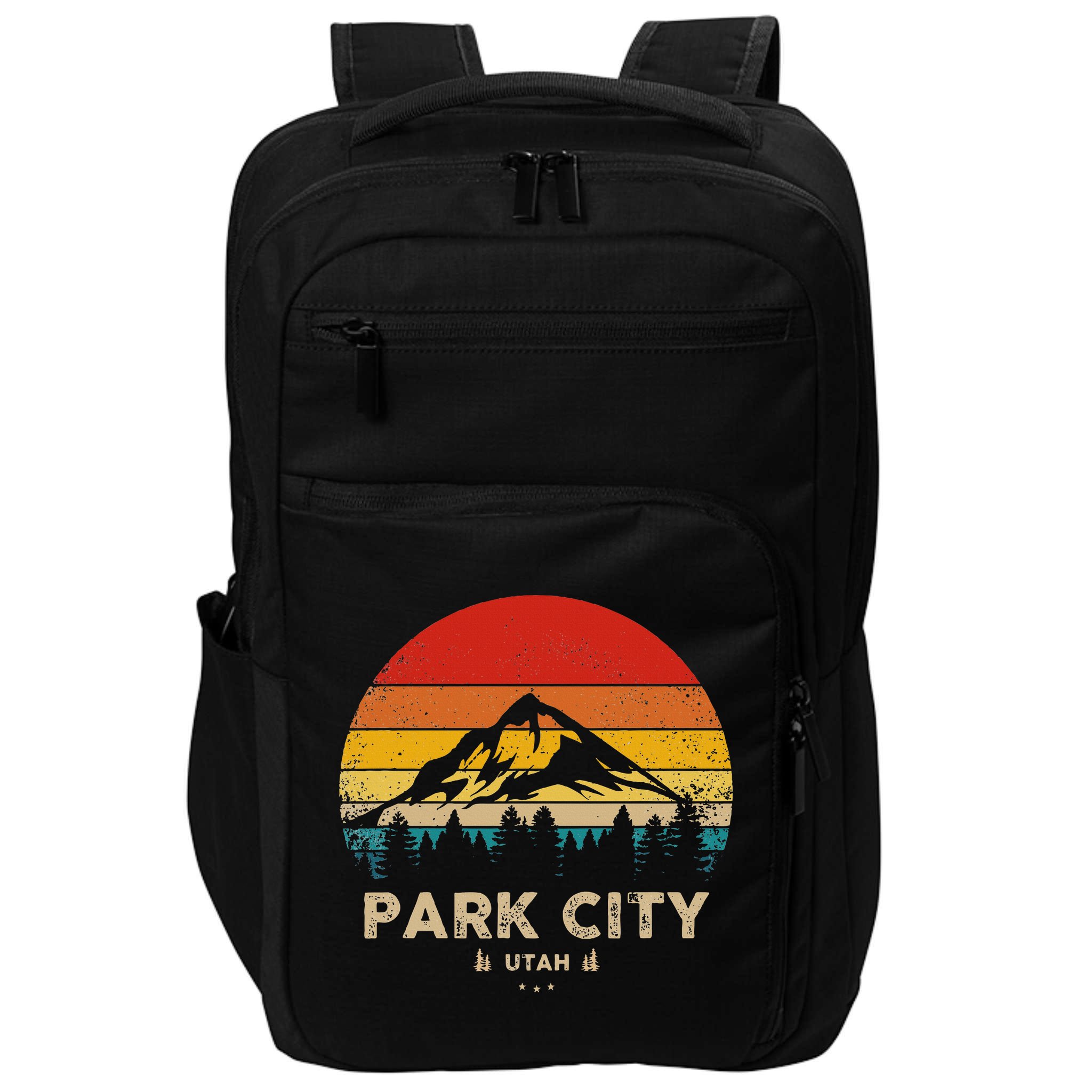 Park City Utah Ski Winter Sports Vintage Souvenir Skier Impact Tech Backpack