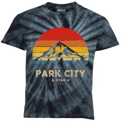 Park City Utah Ski Winter Sports Vintage Souvenir Skier Kids Tie-Dye T-Shirt