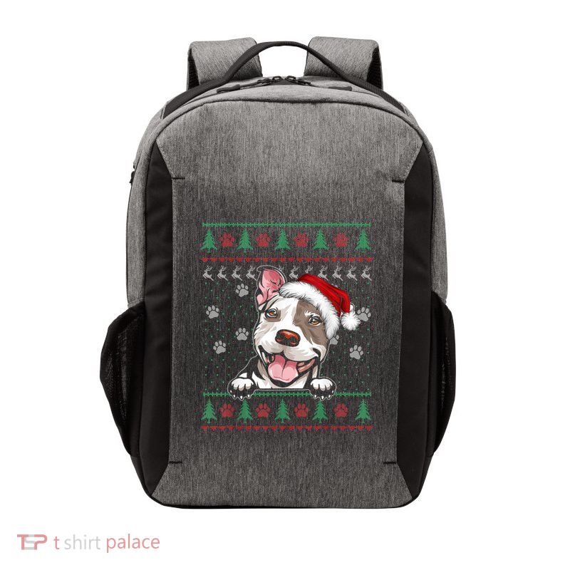 Pitbull Christmas Ugly Funny Pit Bull Lover Xmas Gift Vector Backpack