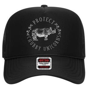 Protect Chubby Unicorns Save The White Rhino Animal Lover High Crown Mesh Back Trucker Hat