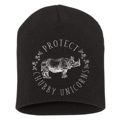 Protect Chubby Unicorns Save The White Rhino Animal Lover Short Acrylic Beanie