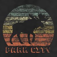 Park City Utah Moose Retro Sunset Nature Travel 7 Panel Mesh Trucker Snapback Hat