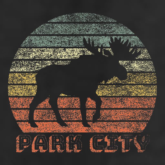 Park City Utah Moose Retro Sunset Nature Travel 7 Panel Mesh Trucker Snapback Hat