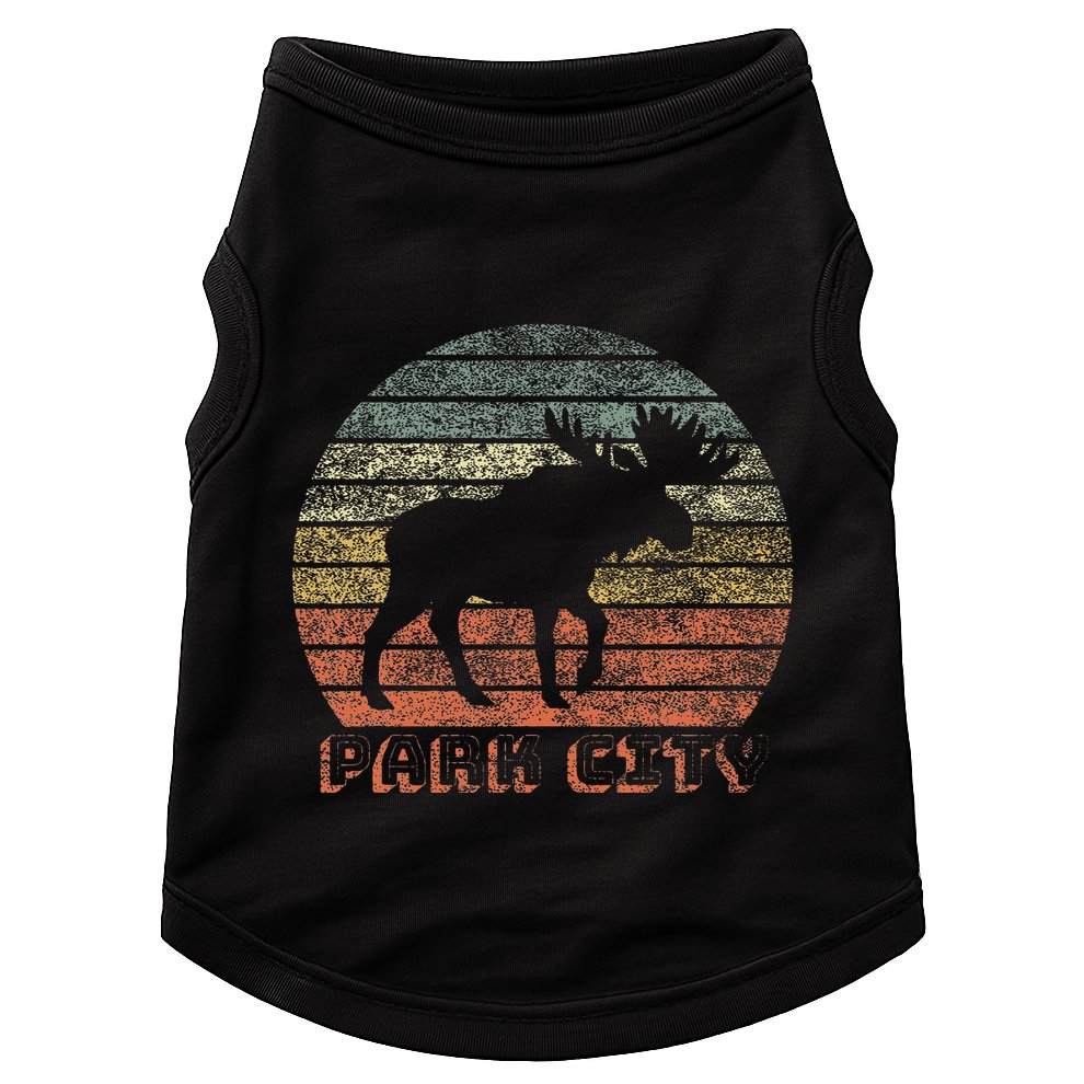 Park City Utah Moose Retro Sunset Nature Travel Doggie Tank