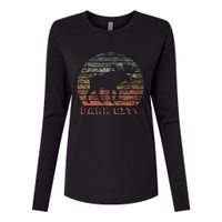 Park City Utah Moose Retro Sunset Nature Travel Womens Cotton Relaxed Long Sleeve T-Shirt