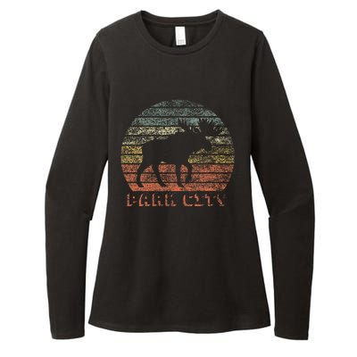 Park City Utah Moose Retro Sunset Nature Travel Womens CVC Long Sleeve Shirt