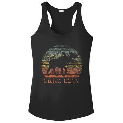 Park City Utah Moose Retro Sunset Nature Travel Ladies PosiCharge Competitor Racerback Tank