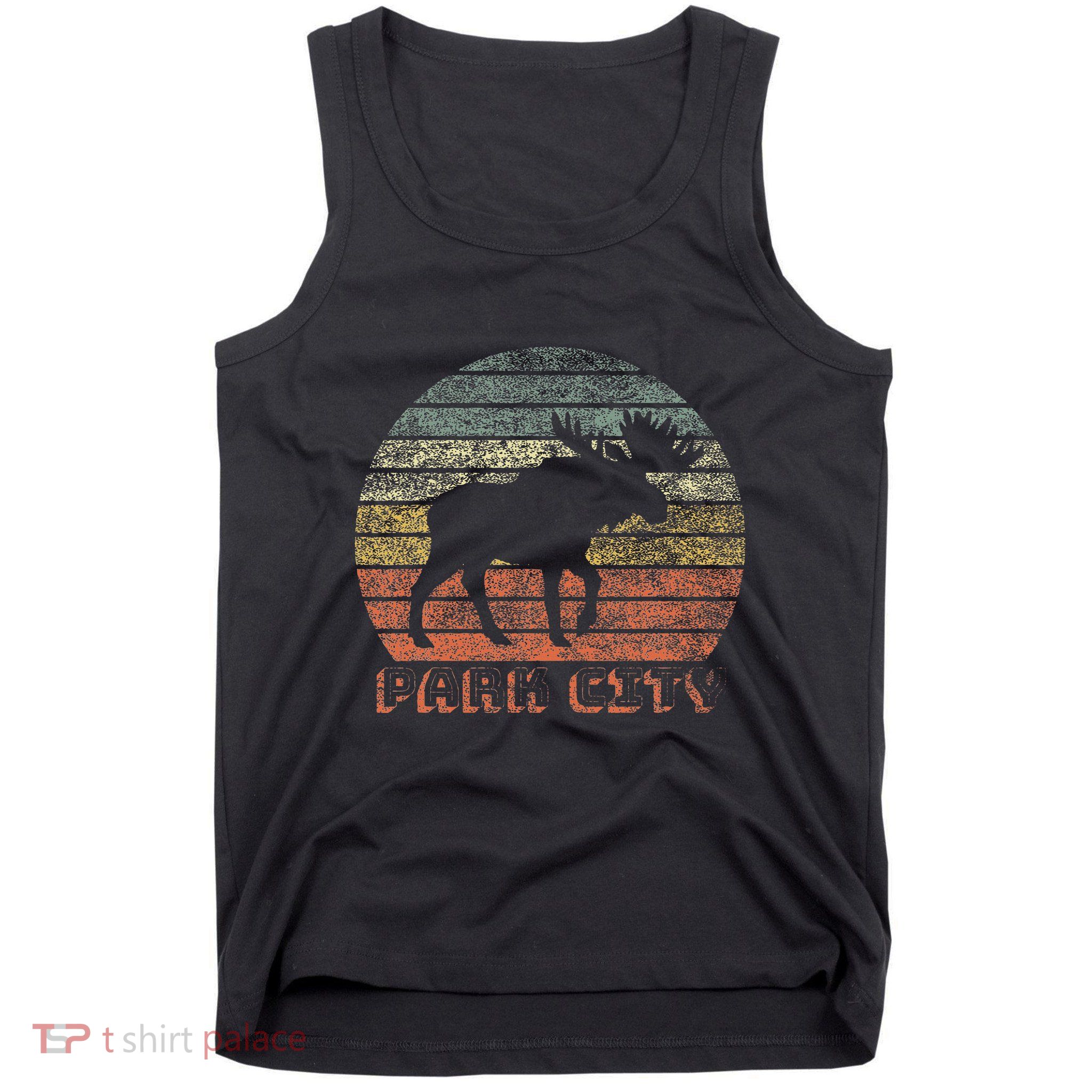 Park City Utah Moose Retro Sunset Nature Travel Tank Top