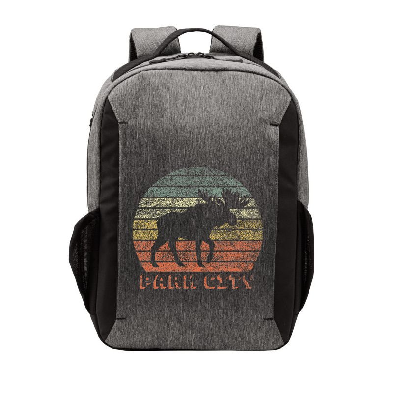 Park City Utah Moose Retro Sunset Nature Travel Vector Backpack