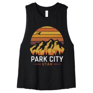 Park City Utah Mountains Ski Hiking Camping Trip Souvenirs Women's Racerback Cropped Tank