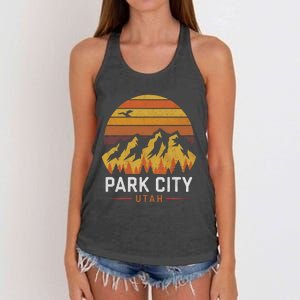 Park City Utah Mountains Ski Hiking Camping Trip Souvenirs Women's Knotted Racerback Tank