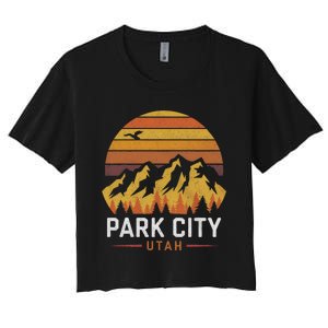 Park City Utah Mountains Ski Hiking Camping Trip Souvenirs Women's Crop Top Tee