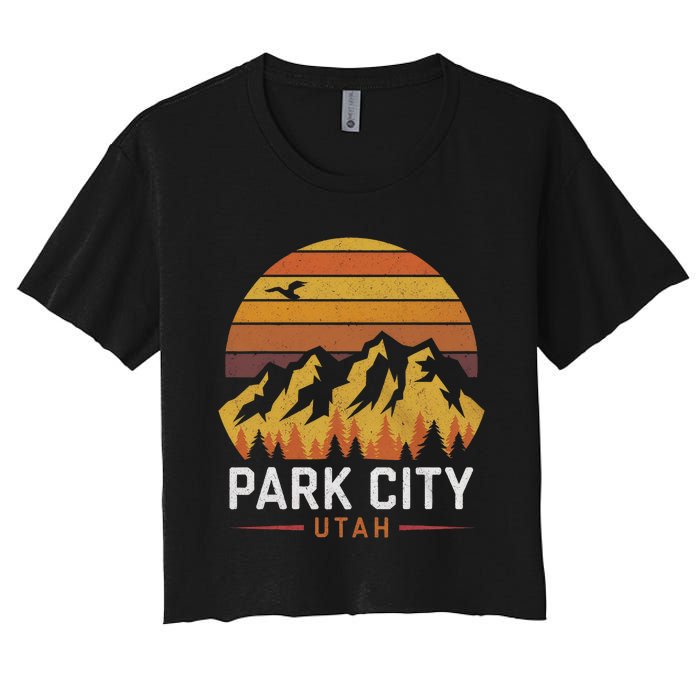 Park City Utah Mountains Ski Hiking Camping Trip Souvenirs Women's Crop Top Tee