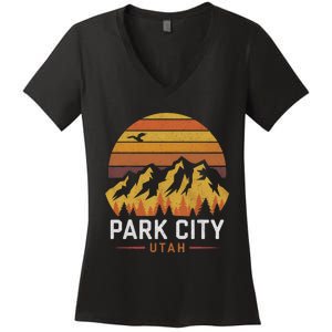 Park City Utah Mountains Ski Hiking Camping Trip Souvenirs Women's V-Neck T-Shirt