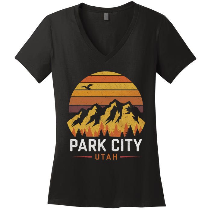 Park City Utah Mountains Ski Hiking Camping Trip Souvenirs Women's V-Neck T-Shirt