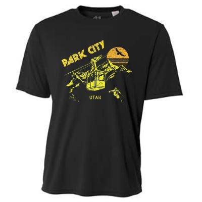 Park City Utah Distressed Retro Skiing Cooling Performance Crew T-Shirt