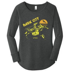 Park City Utah Distressed Retro Skiing Women's Perfect Tri Tunic Long Sleeve Shirt