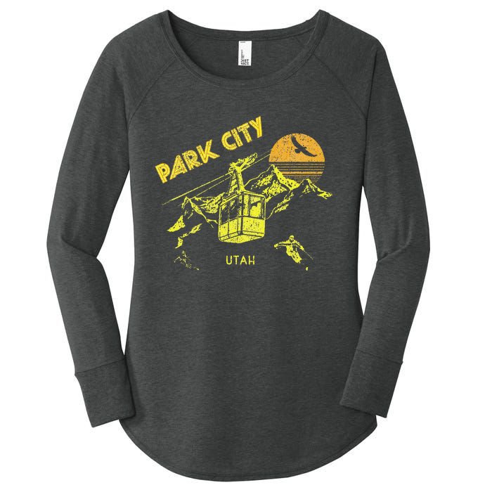 Park City Utah Distressed Retro Skiing Women's Perfect Tri Tunic Long Sleeve Shirt