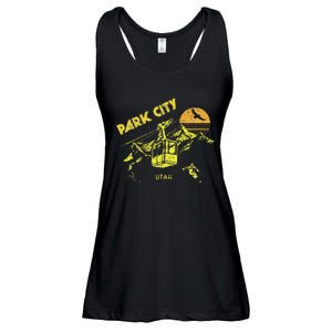 Park City Utah Distressed Retro Skiing Ladies Essential Flowy Tank