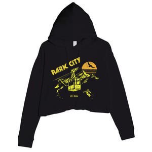 Park City Utah Distressed Retro Skiing Crop Fleece Hoodie