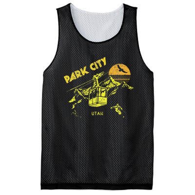 Park City Utah Distressed Retro Skiing Mesh Reversible Basketball Jersey Tank