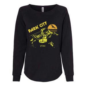 Park City Utah Distressed Retro Skiing Womens California Wash Sweatshirt