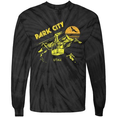 Park City Utah Distressed Retro Skiing Tie-Dye Long Sleeve Shirt