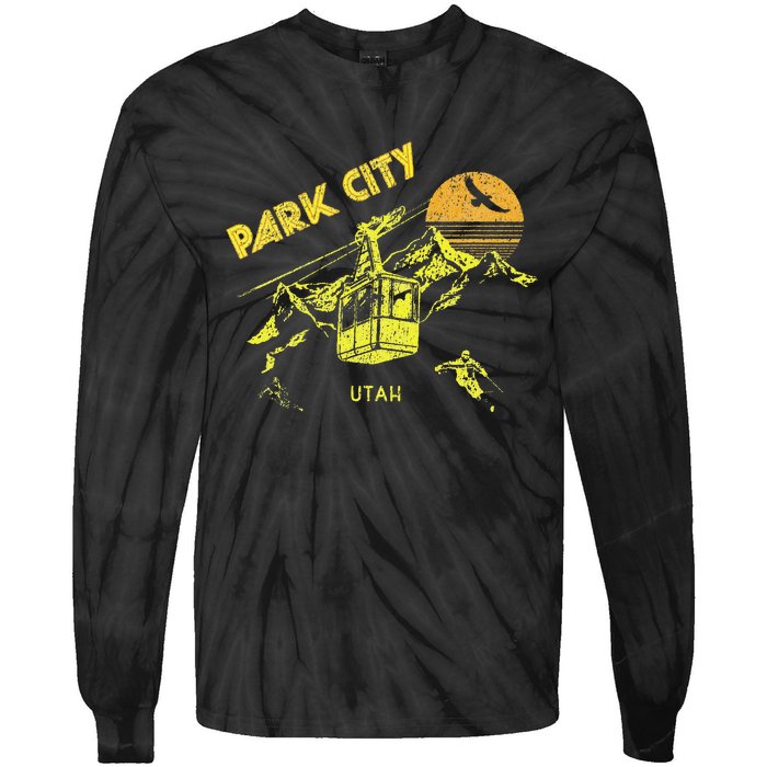 Park City Utah Distressed Retro Skiing Tie-Dye Long Sleeve Shirt