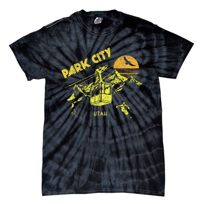 Park City Utah Distressed Retro Skiing Tie-Dye T-Shirt