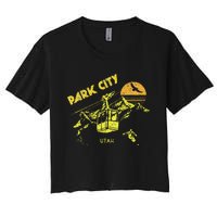 Park City Utah Distressed Retro Skiing Women's Crop Top Tee