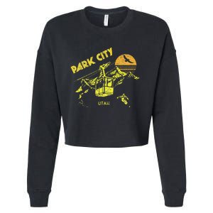 Park City Utah Distressed Retro Skiing Cropped Pullover Crew