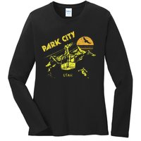 Park City Utah Distressed Retro Skiing Ladies Long Sleeve Shirt