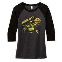 Park City Utah Distressed Retro Skiing Women's Tri-Blend 3/4-Sleeve Raglan Shirt