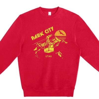 Park City Utah Distressed Retro Skiing Premium Crewneck Sweatshirt