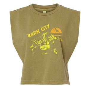 Park City Utah Distressed Retro Skiing Garment-Dyed Women's Muscle Tee