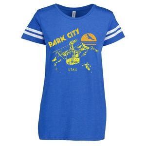 Park City Utah Distressed Retro Skiing Enza Ladies Jersey Football T-Shirt