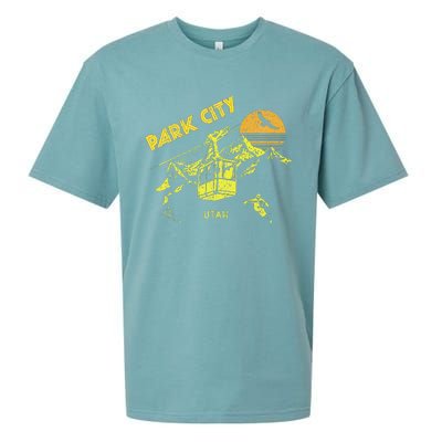 Park City Utah Distressed Retro Skiing Sueded Cloud Jersey T-Shirt