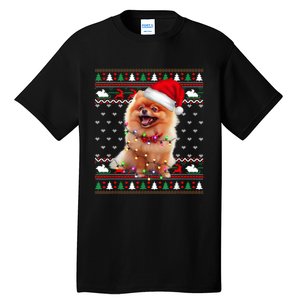 Pomeranian Christmas Ugly Sweater Funny Dog Lover Xmas Tall T-Shirt