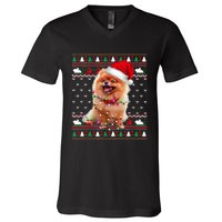 Pomeranian Christmas Ugly Sweater Funny Dog Lover Xmas V-Neck T-Shirt