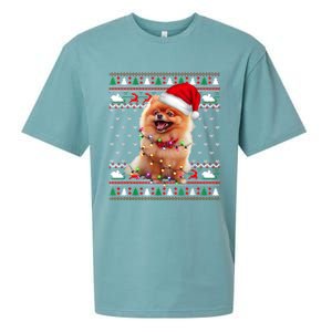 Pomeranian Christmas Ugly Sweater Funny Dog Lover Xmas Sueded Cloud Jersey T-Shirt