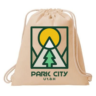 Park City Utah Mountains Tree Drawstring Bag