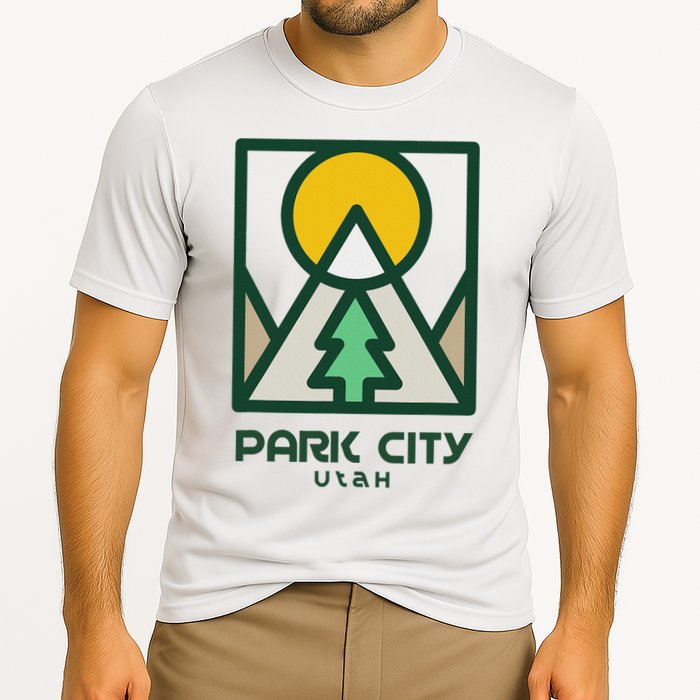 Park City Utah Mountains Tree Cooling Performance Crew T-Shirt